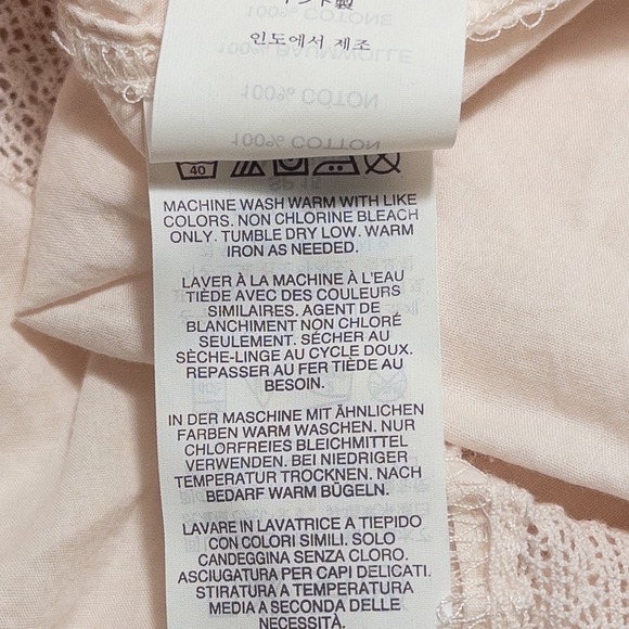 J Crew Top Blouse Womens 12 Light Pink Floral Embroidered Boho Cottage Feminine - Picture 9 of 9